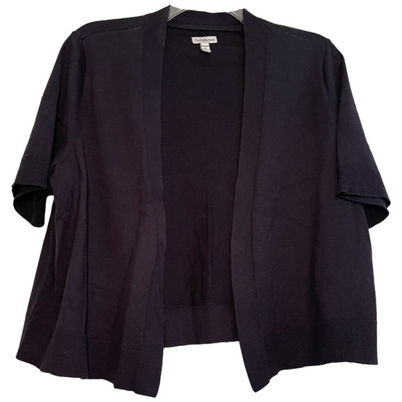 croft & barrow Sweaters - CROFT & BARROW Black Open Front Short Sleeve Cardigan Sweater Top Plus Size 2X
